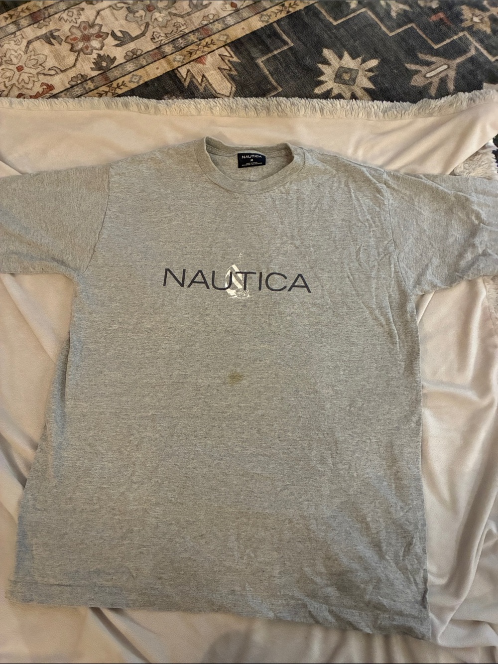 Nautica Light Gray Logo Crew Neck Tee